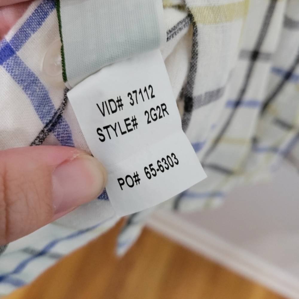 Orvis Men's Hemp/Tencel Short Sleeve Plaid Button Up Shirt XL White Blue Yellow - Picture 9 of 11